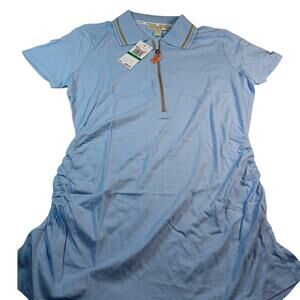 Michael Kors Womens New Light Blue Short Sleeve Zippered Top - Size L